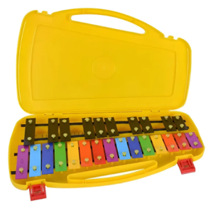 Metalófono Rmx 25 Notas Cromado Con Estuche Y Mazos Amarillo