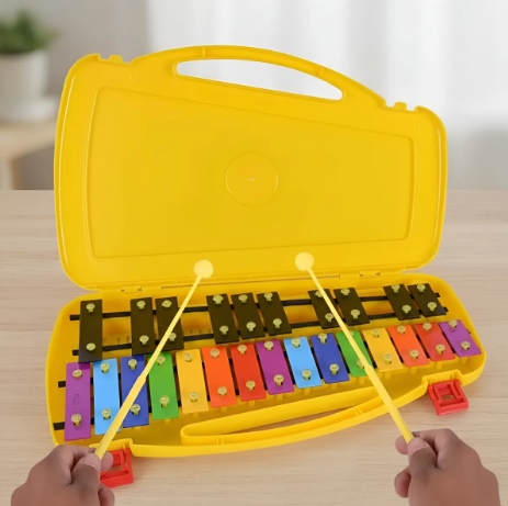 Metalófono Rmx 25 Notas Cromado Con Estuche Y Mazos Amarillo - Imagen 3