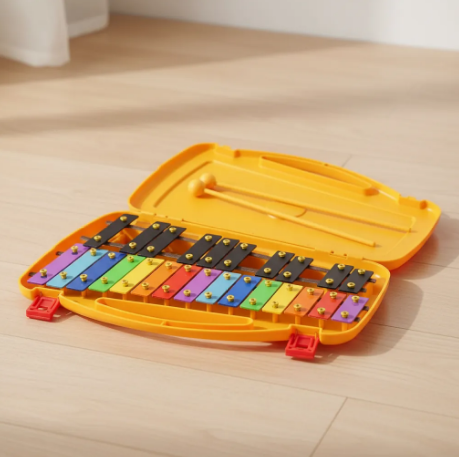 Metalófono Rmx 25 Notas Cromado Con Estuche Y Mazos Amarillo - Imagen 4