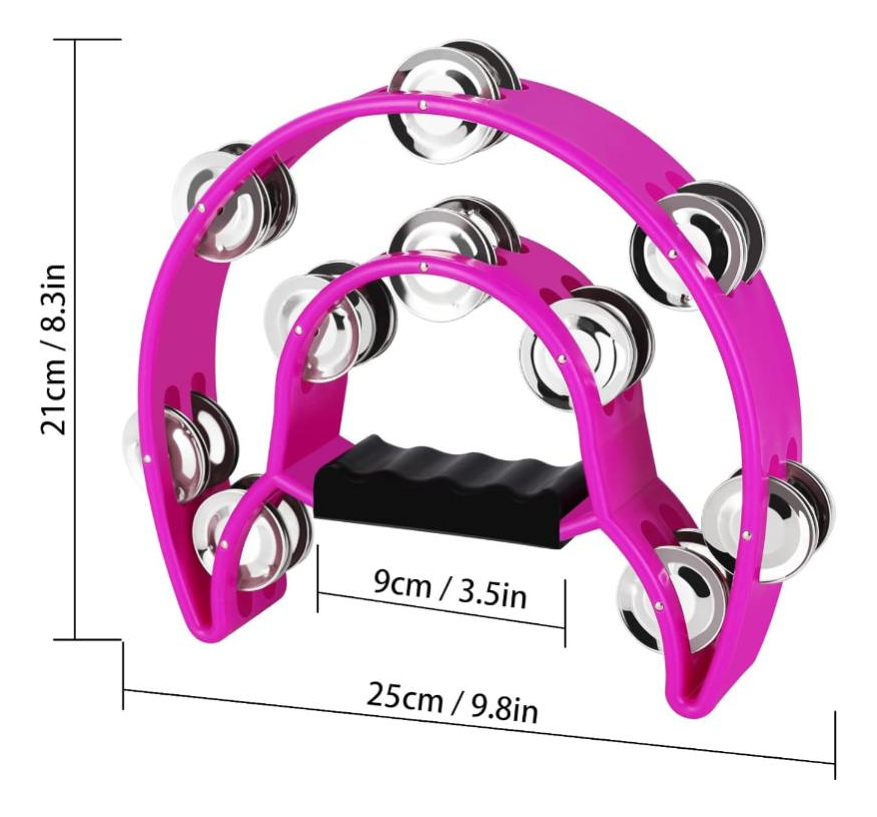 Pandero 1/2 Luna Fucsia Rosa Rmx 8,5'' Tr-4 Pa-g3e4 - Imagen 4