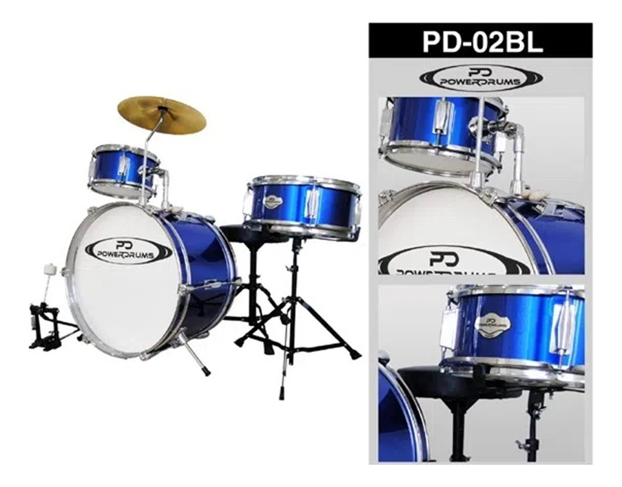 Batería Para Niños Powerdrums Pd 02 Color Azul Todoaudio