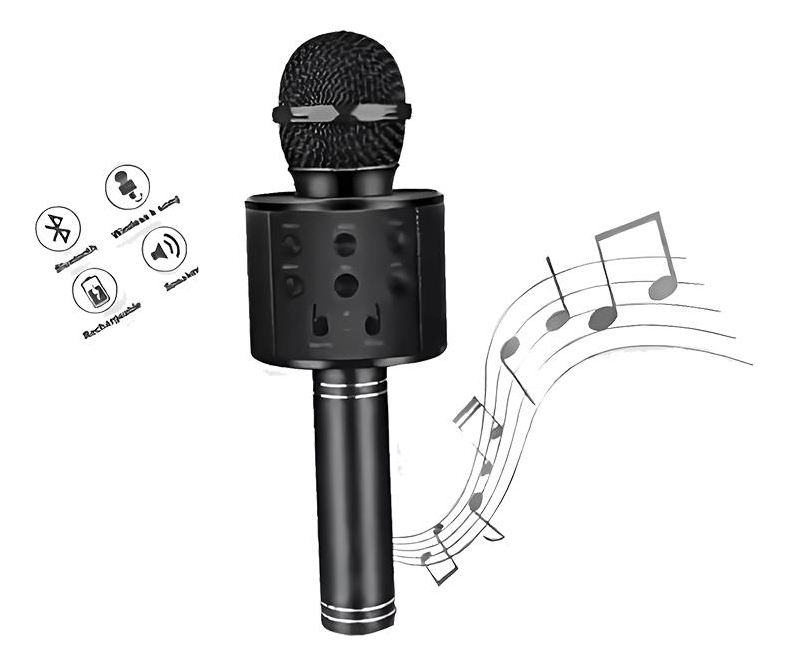 Microfono Karaoke Con Altavoz Bluetooth Color Negro