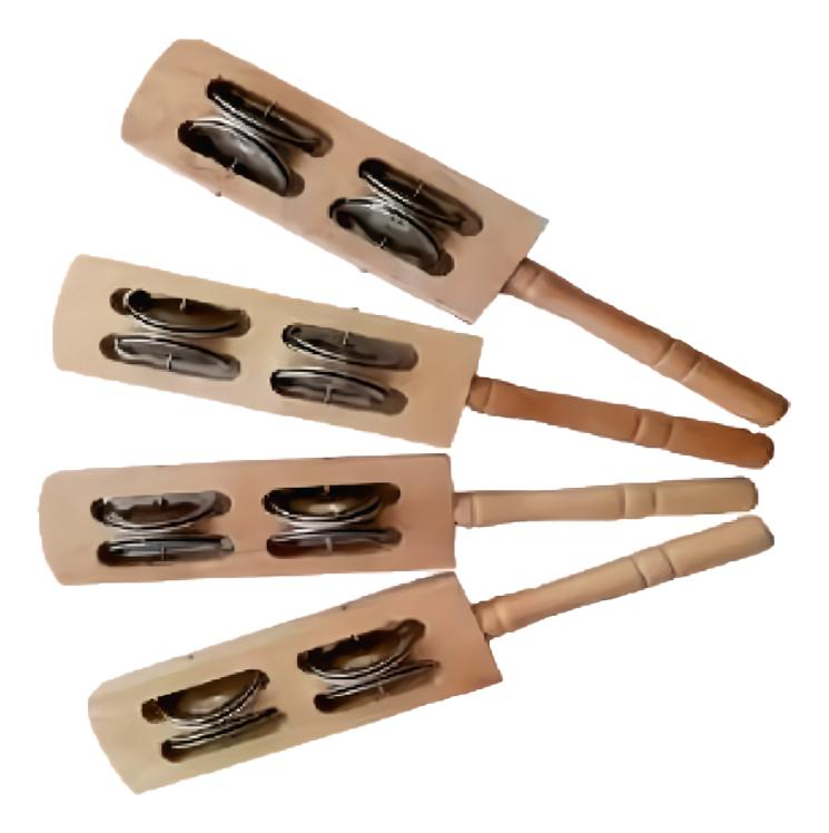 Pandero Sonajero Doble De Madera 23cm Rmx