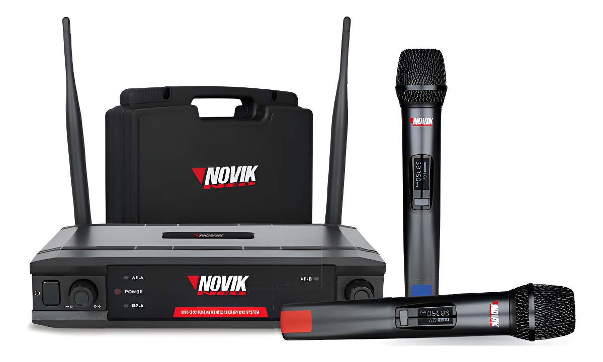 Set X2 Micrófonos Inalámbricos Novik Unk-330 Uhf 70m Maletín