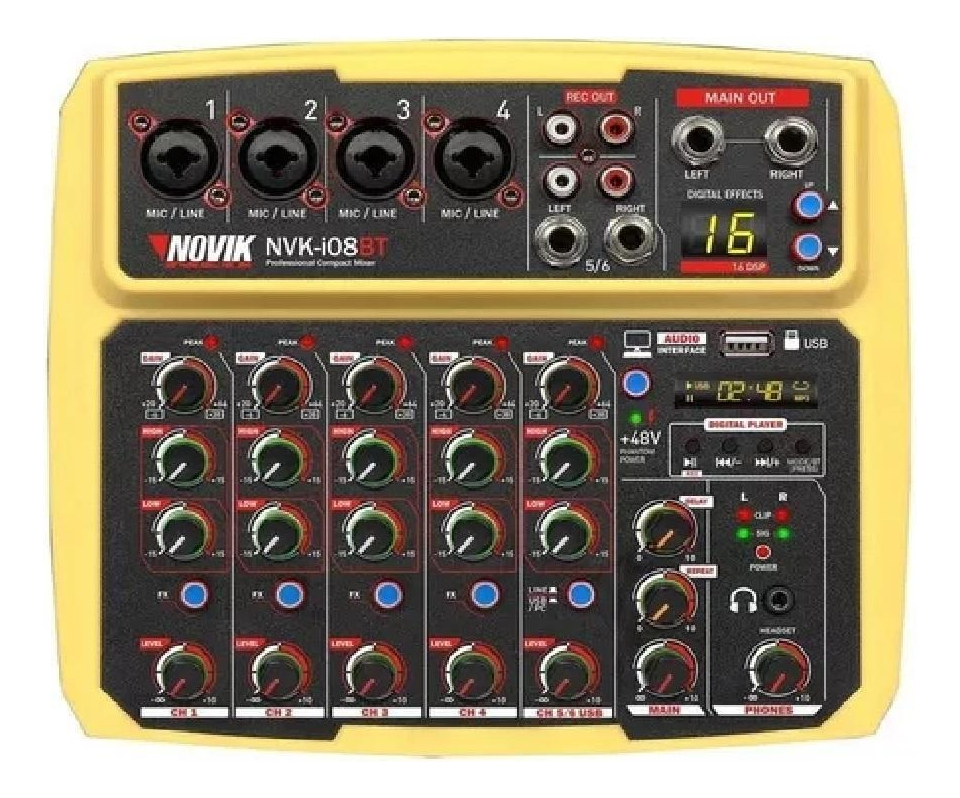 Consola Pasiva Con Interfaz Usb Novik Nvk I08bt Amarillo
