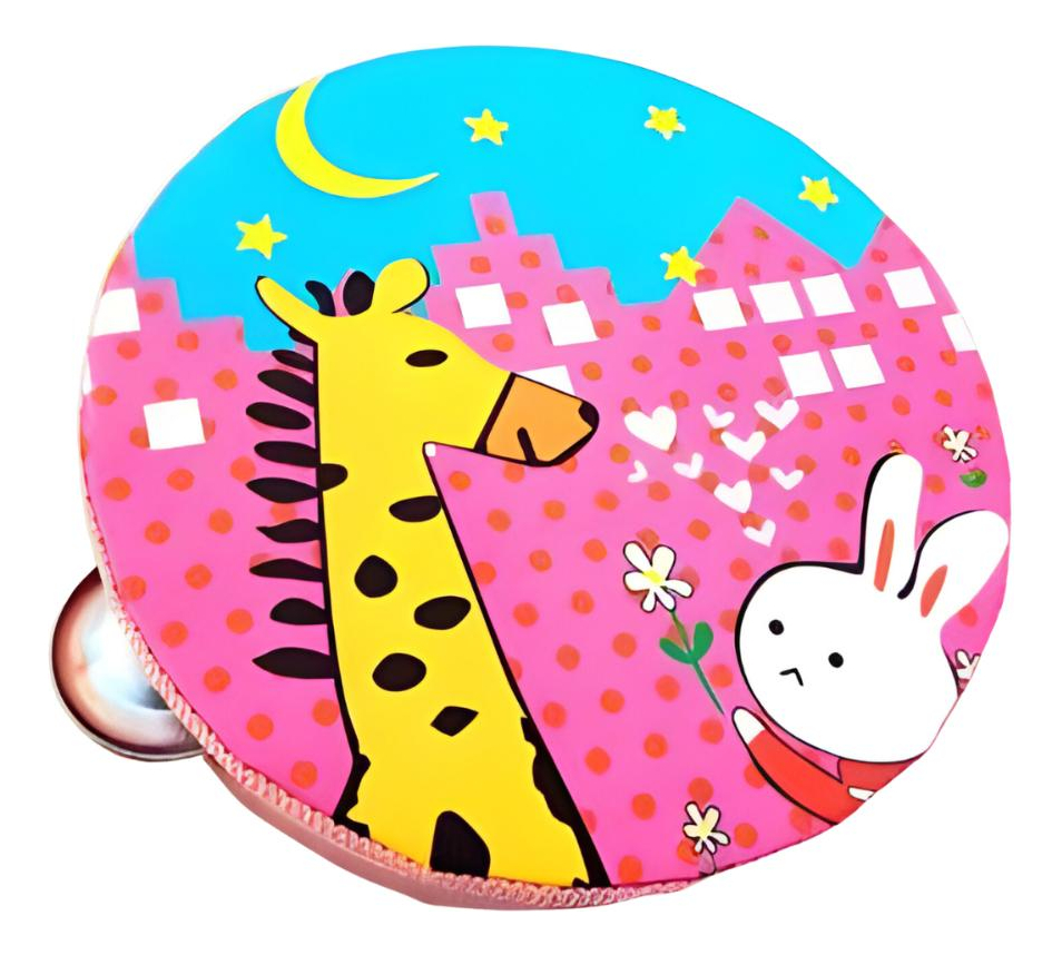 Pandero Musical Infantil Jirafa Y Conejo 6 Pulgadas 8 Chapas