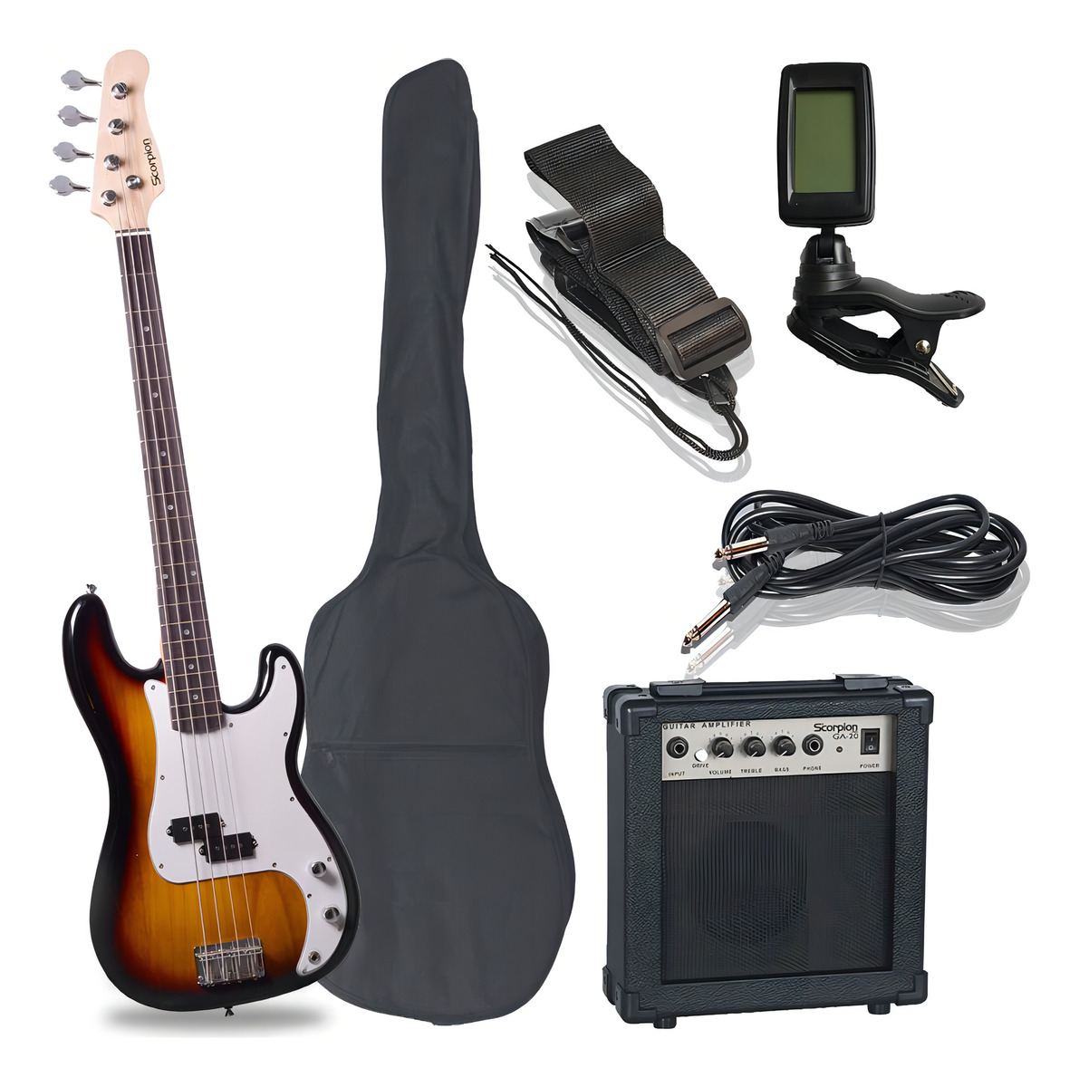 Bajo Eléctrico Sunburst Pack Psb-200 Scorpion Color Marrón