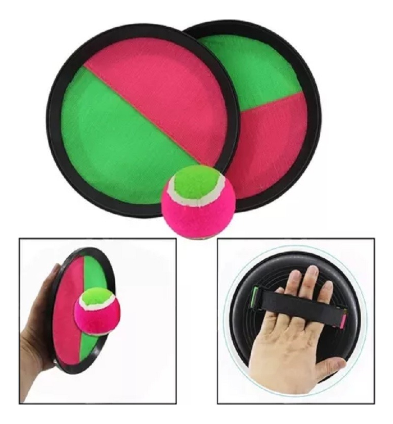 Juego Paletas De Playa Con Velcro Rosa Y Verde Ak Sport