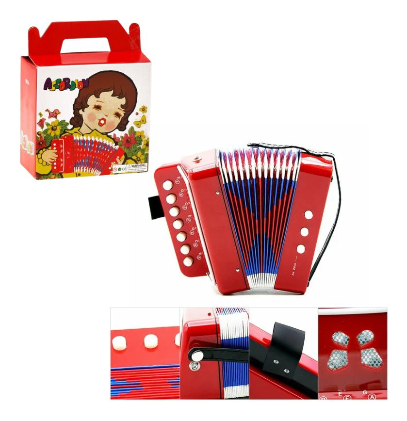 Acordeón Infantil Rojo De Plástico Mini Pequeños Músicos