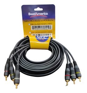 Cable 3 Rca Macho A 3 Rca Macho Bestamerica 4.6m Negro