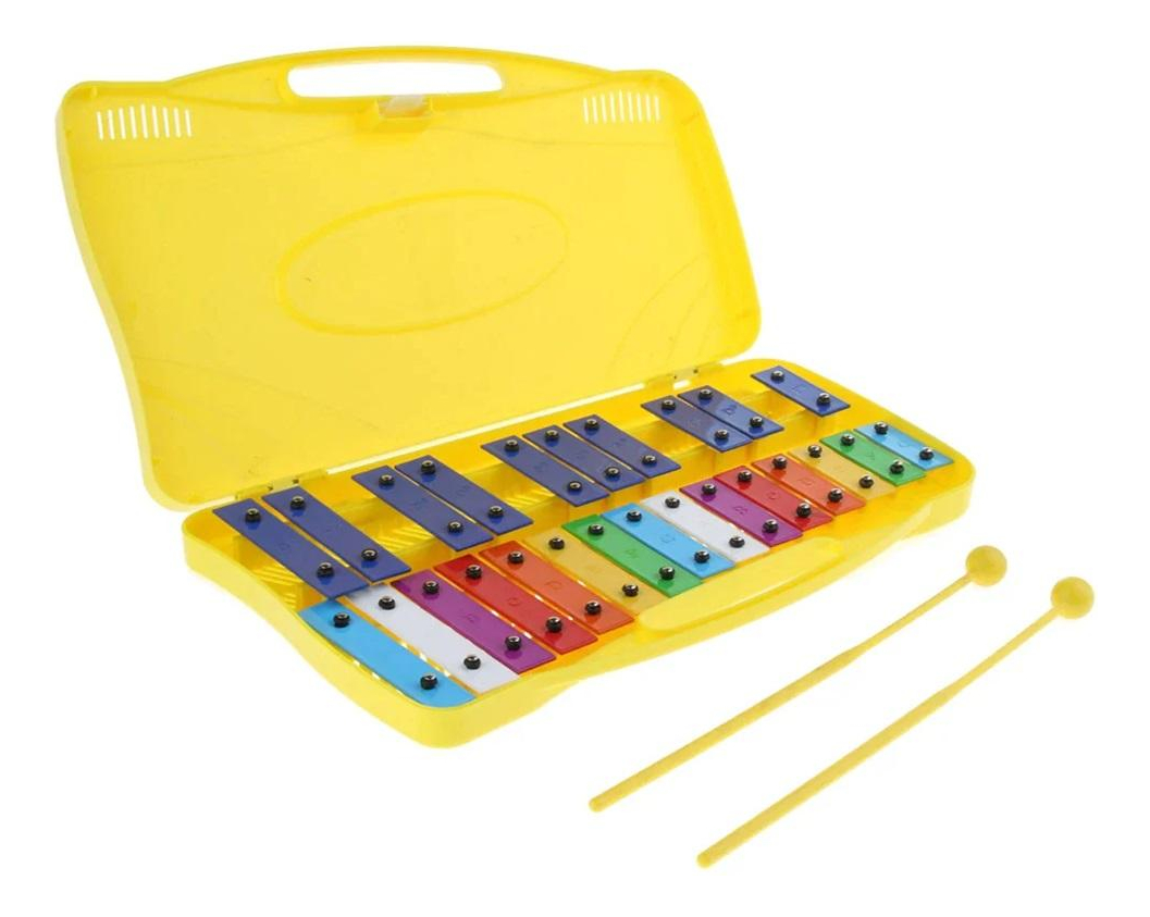 Metalofono 25 Notas Cromado Amarillo Todoaudio Chile - Imagen 2