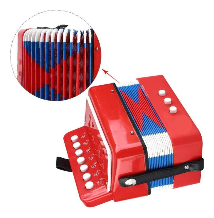 Acordeón Infantil Rojo De Plástico Mini Pequeños Músicos - Imagen 2