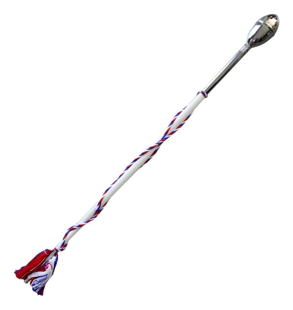 Guaripola Blanca De Madera Con Punta Plateada Mitello G123m