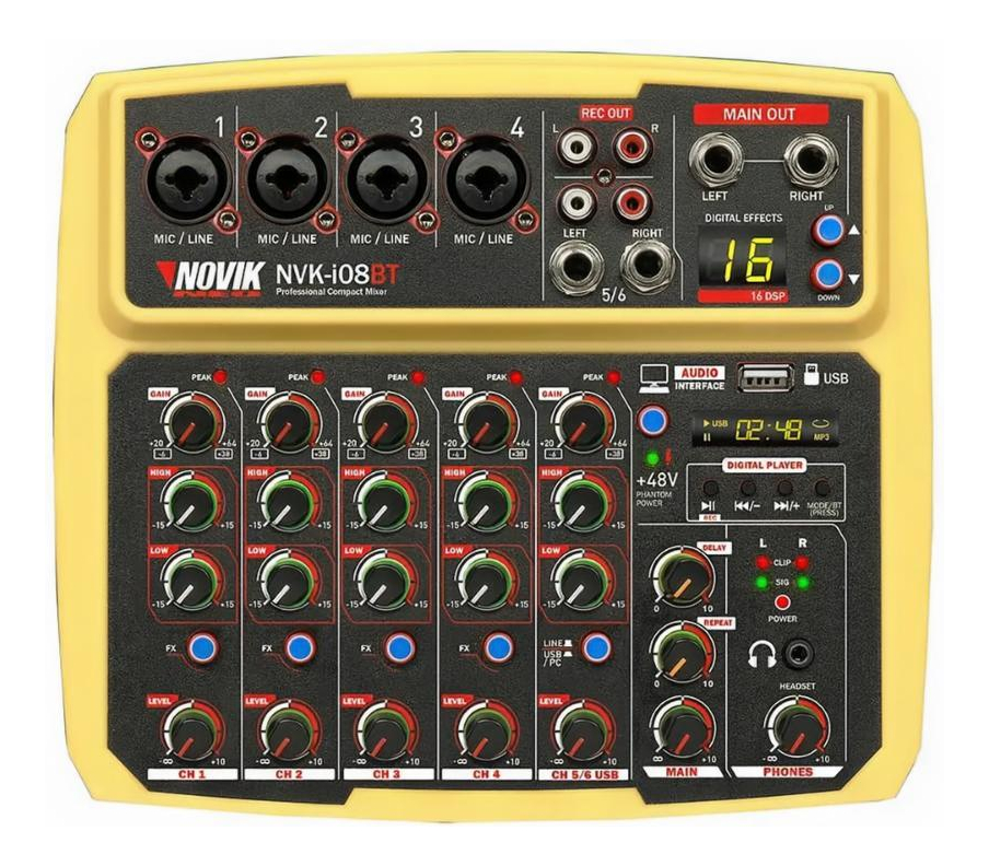 Consola Mixer Con Interfaz Usb Novik Neo Nvk I08bt Amarillo